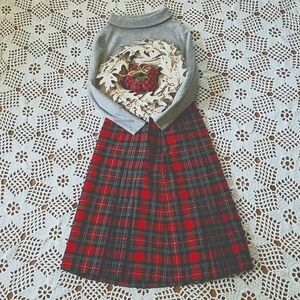 Vintage Wool Blend Plaid Pleated Skirt